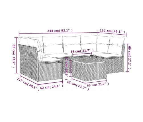 7-Daļīgs Dārza Dīvāna Komplekts Ar Matračiem Pelēka Rotangpalma Vidaxl