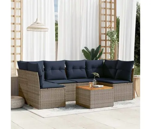 7-Daļīgs Dārza Dīvāna Komplekts Ar Matračiem Pelēka Rotangpalma Vidaxl