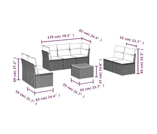 8-Osaline Aiadiivani Komplekt Patjadega, Must, Polürotang