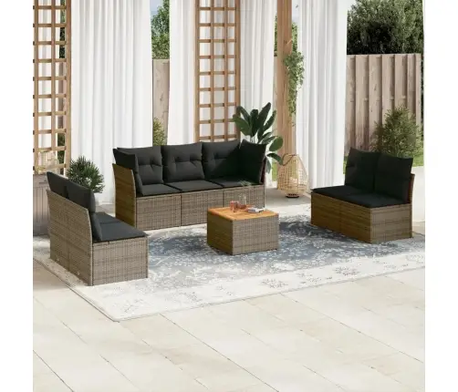 8-Daļīgs Dārza Dīvāna Komplekts Ar Matračiem, Pelēks Pe Pinums Vidaxl