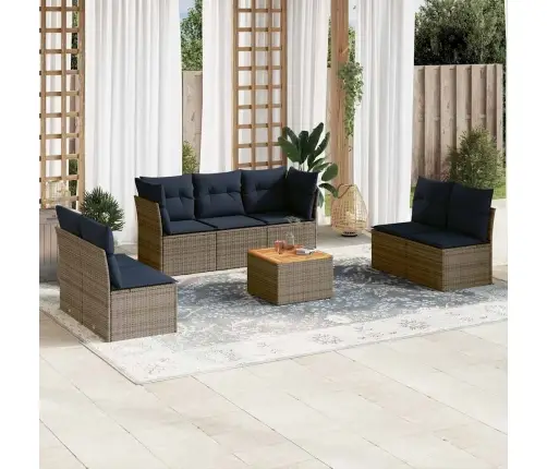 Sofos Komplektas Su Pagalvėlėmis, 8 Dalių, Pilkas, Poliratanas