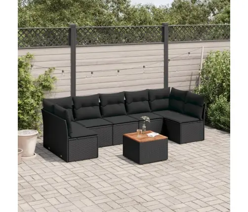 8-Daļīgs Dārza Dīvāna Komplekts, Matrači, Melna Pe Rotangpalma Vidaxl
