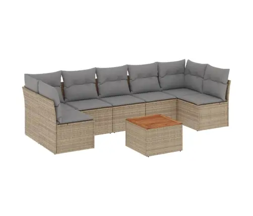 8-Daļīgs Dārza Dīvāna Komplekts, Matrači, Bēša Pe Rotangpalma Vidaxl