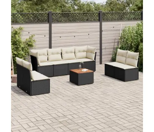 9-Daļīgs Dārza Dīvāna Komplekts, Matrači, Melna Pe Rotangpalma Vidaxl