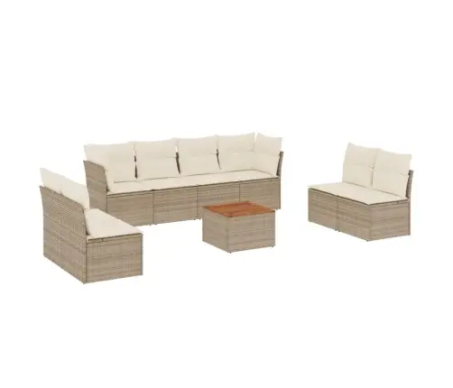 9-Daļīgs Dārza Dīvānu Komplekts, Matrači, Bēša Pe Rotangpalma Vidaxl