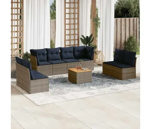 Sofos Komplektas Su Pagalvėlėmis, 9 Dalių, Pilkas, Poliratanas