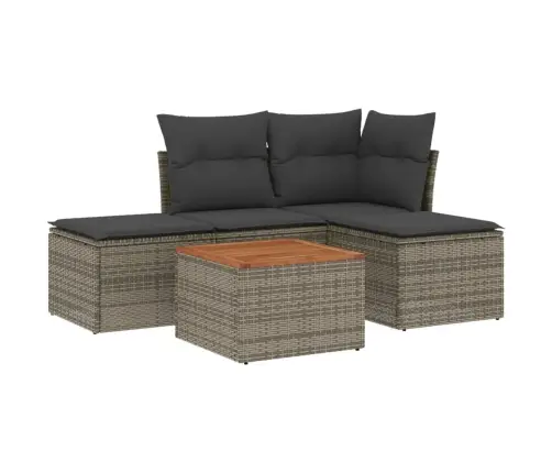 Sofos Komplektas Su Pagalvėlėmis, 5 Dalių, Pilkas, Poliratanas