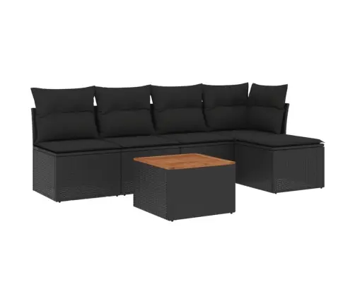 6-Daļīgs Dārza Dīvāna Komplekts, Matrači, Melna Pe Rotanpalma Vidaxl