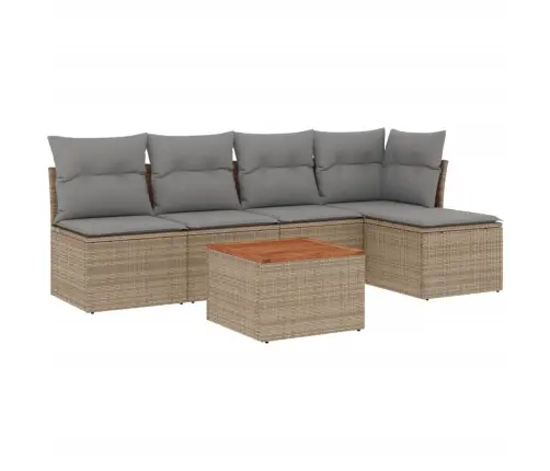 6-Daļīgs Dārza Dīvāna Komplekts, Matrači, Bēša Pe Rotangpalma Vidaxl