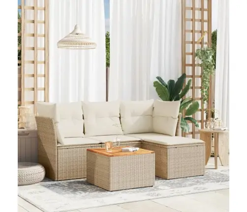 5-Daļīgs Dārza Dīvāna Komplekts, Matrači, Bēša Pe Rotangpalma Vidaxl