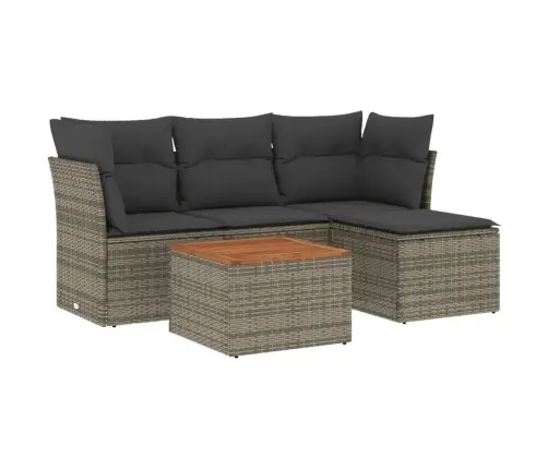 5-Daļīgs Dārza Dīvāna Komplekts Ar Matračiem, Pelēks Pe Pinums Vidaxl