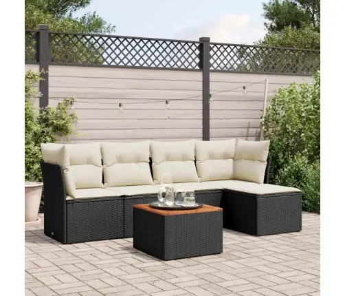 6-Daļīgs Dārza Dīvāna Komplekts, Matrači, Melna Pe Rotanpalma Vidaxl