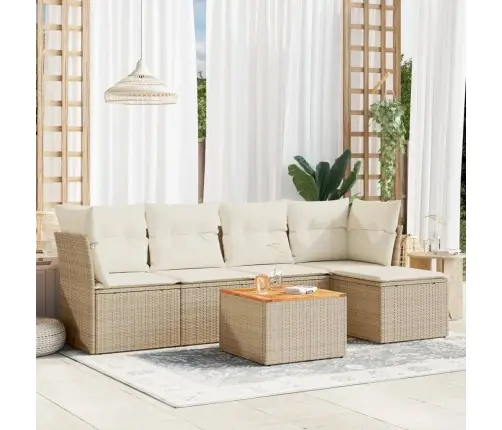 6-Daļīgs Dārza Dīvāna Komplekts, Matrači, Bēša Pe Rotangpalma Vidaxl