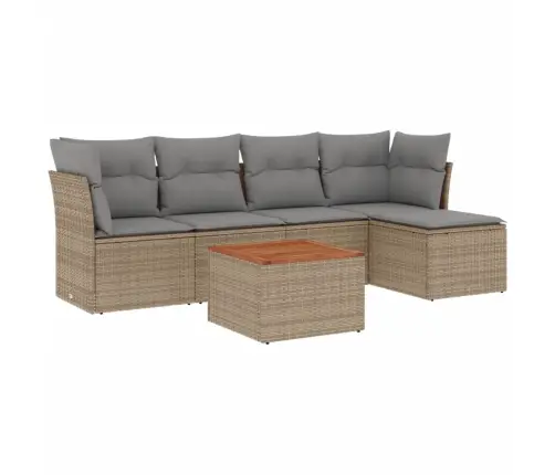 Sofos Komplektas Su Pagalvėlėmis, 6 Dalių, Smėlio, Poliratanas