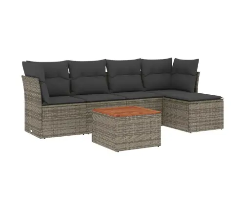 6-Daļīgs Dārza Dīvāna Komplekts Ar Matračiem, Pelēks Pe Pinums Vidaxl