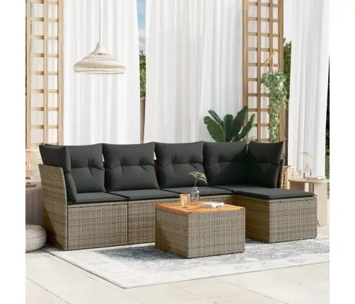 6-Daļīgs Dārza Dīvāna Komplekts Ar Matračiem, Pelēks Pe Pinums Vidaxl