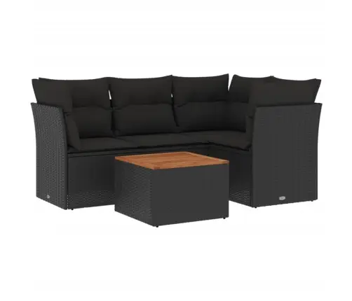 Sodo Komplektas Su Pagalvėlėmis, 5 Dalių, Juodas, Poliratanas