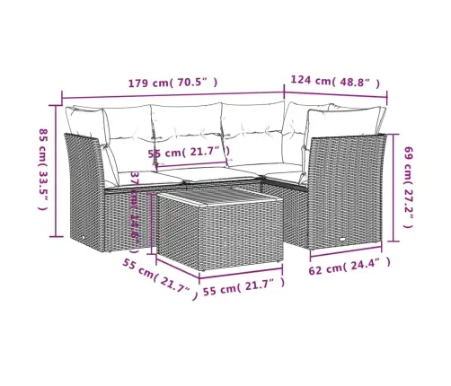 Sodo Komplektas Su Pagalvėlėmis, 5 Dalių, Juodas, Poliratanas