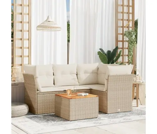 5-Daļīgs Dārza Dīvāna Komplekts, Matrači, Bēša Pe Rotangpalma Vidaxl