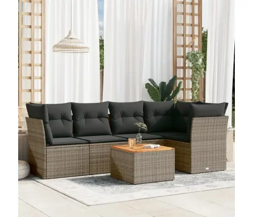 Sofos Komplektas Su Pagalvėlėmis, 6 Dalių, Pilkas, Poliratanas