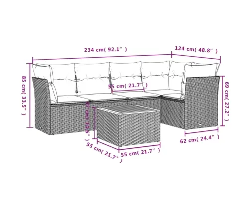 6-Osaline Aiadiivani Komplekt Patjadega, Hall, Polürotang