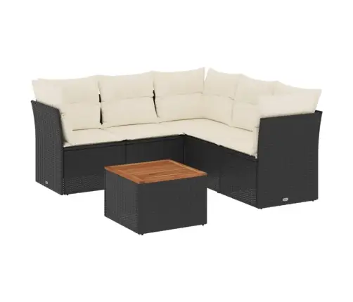 Sofos Komplektas Su Pagalvėlėmis, 6 Dalių, Juodas, Poliratanas