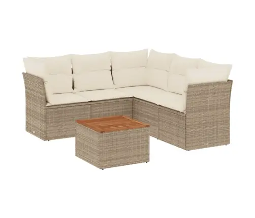 6-Daļīgs Dārza Dīvāna Komplekts, Matrači, Bēša Pe Rotangpalma Vidaxl