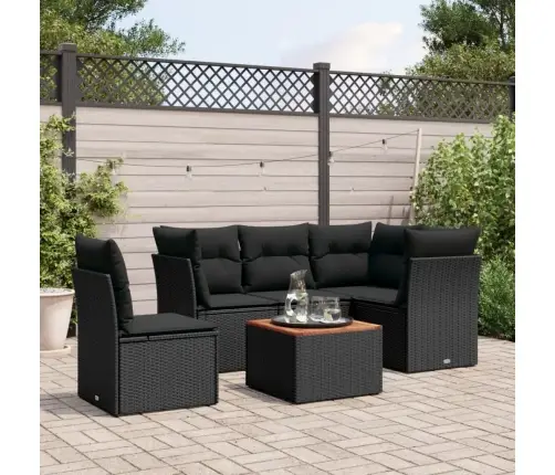 6-Daļīgs Dārza Dīvāna Komplekts, Matrači, Melna Pe Rotanpalma Vidaxl