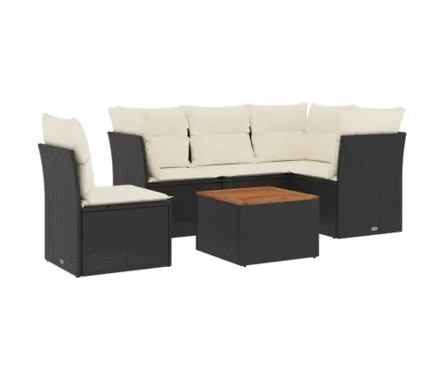 6-Daļīgs Dārza Dīvāna Komplekts, Matrači, Melna Pe Rotanpalma Vidaxl