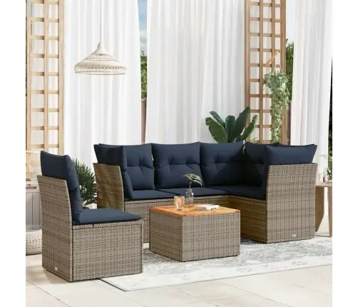 6-Daļīgs Dārza Dīvāna Komplekts Ar Matračiem Pelēka Rotangpalma Vidaxl