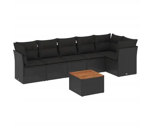 7-Daļīgs Dārza Dīvāna Komplekts Ar Matračiem, Melna Pe Vidaxl