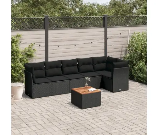 7-Daļīgs Dārza Dīvāna Komplekts Ar Matračiem, Melna Pe Vidaxl