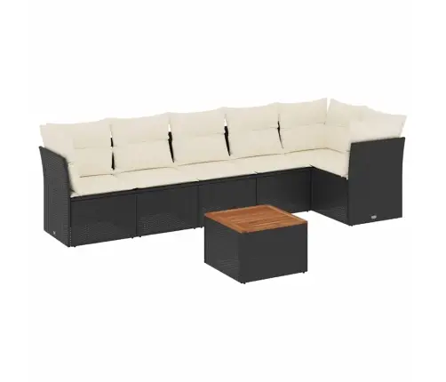 7-Daļīgs Dārza Dīvāna Komplekts Ar Matračiem, Melna Pe Vidaxl