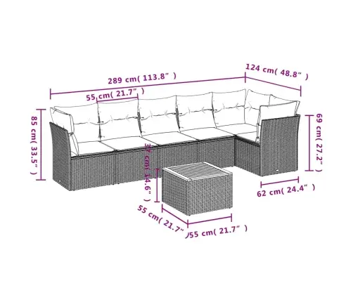 7-Daļīgs Dārza Dīvāna Komplekts Ar Matračiem, Melna Pe Vidaxl