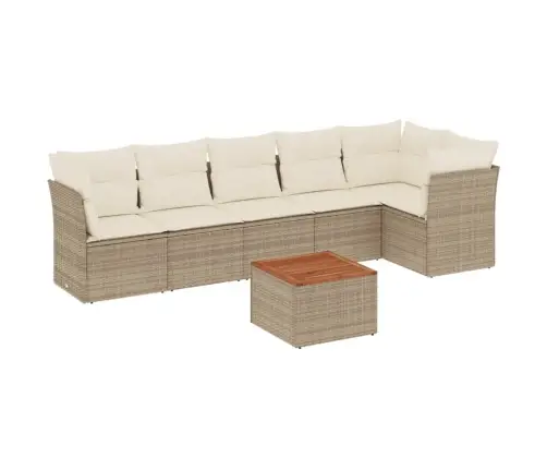 Sofos Komplektas Su Pagalvėlėmis, 7 Dalių, Smėlio, Poliratanas