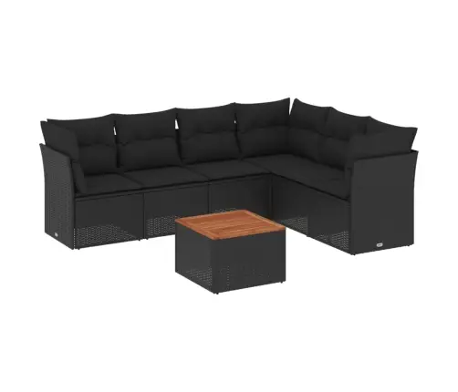 7-Daļīgs Dārza Dīvāna Komplekts Ar Matračiem, Melna Pe Vidaxl