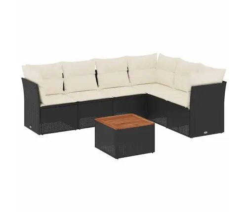 7-Daļīgs Dārza Dīvāna Komplekts Ar Matračiem, Melna Pe Vidaxl