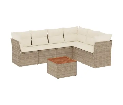 Sofos Komplektas Su Pagalvėlėmis, 7 Dalių, Smėlio, Poliratanas