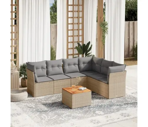 7-Daļīgs Dārza Dīvāna Komplekts Ar Matračiem,Pe Rotangpalma Vidaxl