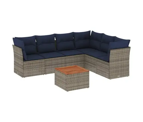 7-Daļīgs Dārza Dīvāna Komplekts Ar Matračiem Pelēka Rotangpalma Vidaxl