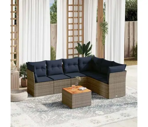 7-Daļīgs Dārza Dīvāna Komplekts Ar Matračiem Pelēka Rotangpalma Vidaxl