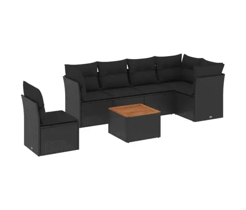 7-Daļīgs Dārza Dīvāna Komplekts Ar Matračiem, Melna Pe Vidaxl