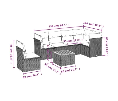 7-Daļīgs Dārza Dīvāna Komplekts, Matrači, Bēša Pe Rotangpalma Vidaxl