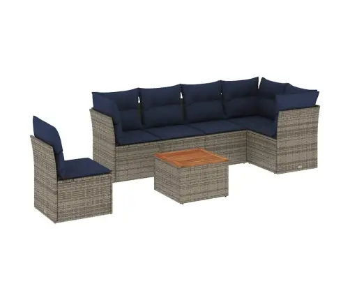 Sofos Komplektas Su Pagalvėlėmis, 7 Dalių, Pilkas, Poliratanas