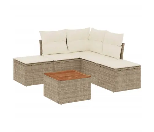 6-Daļīgs Dārza Dīvāna Komplekts, Matrači, Bēša Pe Rotangpalma Vidaxl