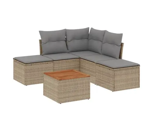 Sofos Komplektas Su Pagalvėlėmis, 6 Dalių, Smėlio, Poliratanas