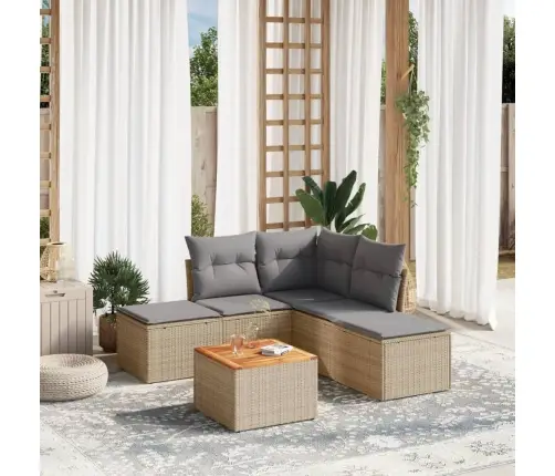 Sofos Komplektas Su Pagalvėlėmis, 6 Dalių, Smėlio, Poliratanas