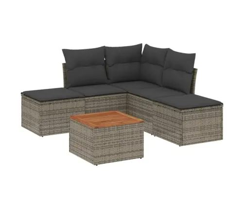 6-Daļīgs Dārza Dīvāna Komplekts Ar Matračiem, Pelēks Pe Pinums Vidaxl