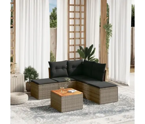 6-Daļīgs Dārza Dīvāna Komplekts Ar Matračiem, Pelēks Pe Pinums Vidaxl