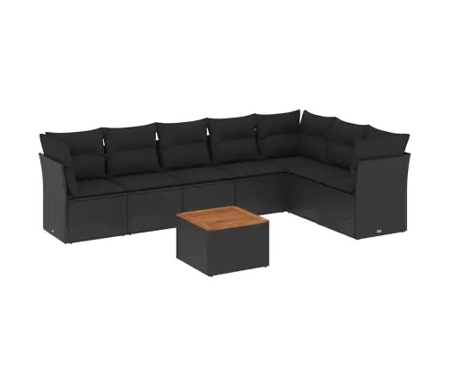 8-Daļīgs Dārza Dīvāna Komplekts, Matrači, Melna Pe Rotangpalma Vidaxl